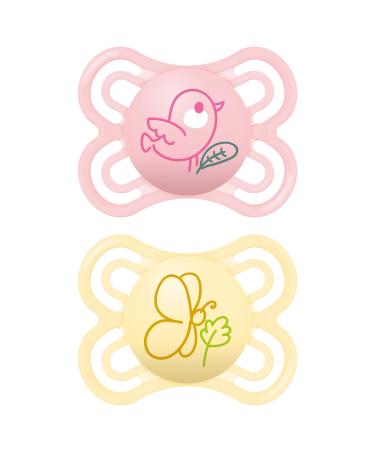 MAM PERFECT S195 Schnuller Set with a sucker made of silicone ultraich for babies from 0 months with a self-sterilized box pink 2-part set