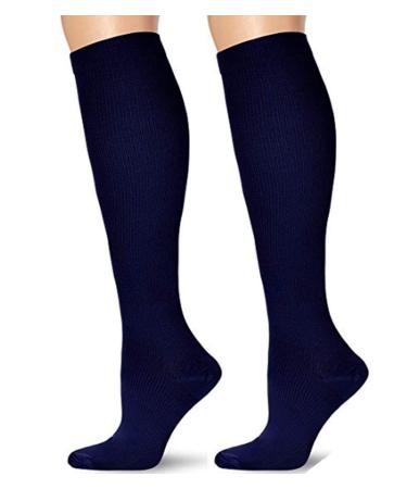 HardyDev Graduated Compression Socks for Women Men Nurse Speed Performance Recovery Therapeutic Support Stockings Navy Large-X-Large