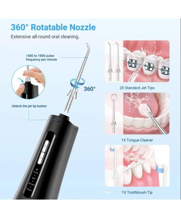 Portable Dental Flosser Water Jet - Rechargeable Oral Irrigator for Teeth Dentures & Braces | Multiple Pressure Modes - Buy Online on GoSupps.com