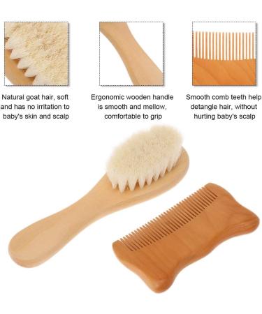 Walmeck 2pcs/Set Baby Hair Brush Comb Natural Wool Wooden Hairbrush Newborn Infant Comb Head Massager Baby Grooming Kit - Buy Online on GoSupps.com