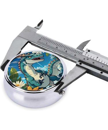 Cute Dinosaur Round Pill Box - 3 Compartment Organizer | Portable Travel Pill Box for International Shipping - Buy Online on GoSupps.com