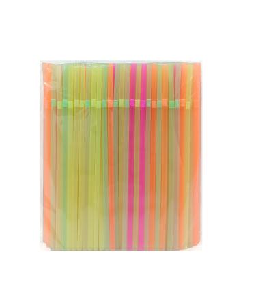 FOREVERIE 100 PCS Regular Plastic Flexible Bendy Straws Disposable for Drinking 0.24 Inch/6mm Diameter 8.27 Inches/21cm Length Soft Semi Clear Multi Light Colors Mix