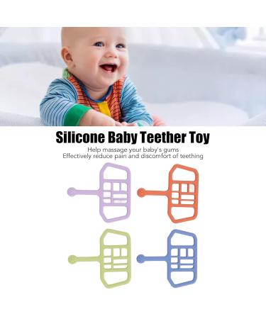 4pcs Silicone Baby Teether Toy - Football Grid Pattern Chew Tool for Infants & Kids - Safe Dental Relief - Buy Online on GoSupps.com