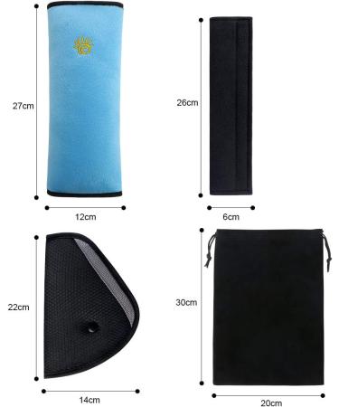 URAQT Car Seat Belt Pad Set - Comfortable Seatbelt Pillow & Adjuster for Kids & Adults, Blue - 3pcs/Set - Buy Online on GoSupps.com