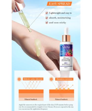 Sunscreen Serum for Face SPF 60+ - Oil Free Hydrating Face Serum - For Sensitive Skin - Daily Moisturizing and Nourishing Serum for Dry Skin - Sunscreen Cream - Buy Online on GoSupps.com