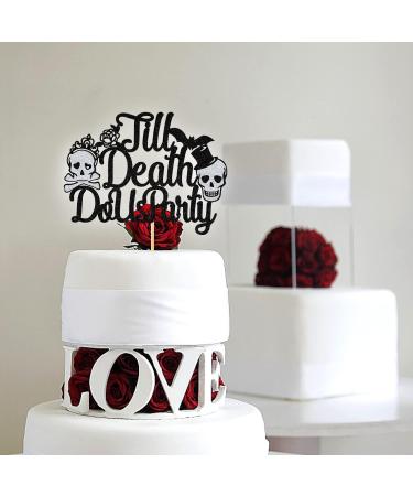 Black Glitter Till Death Do Us Party Cake Topper Halloween Skeleton Wedding Cake Topper Gothic Wedding Engagement Party Decoration - Buy Online on GoSupps.com