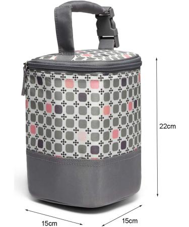 LCY Insulated Baby Bottle Cooler Bag | Holds 4 Bottles | Grey & Pink Dots - Buy Online on GoSupps.com