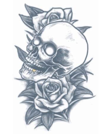 Tinsley Transfers Skull & Roses Prison Temporary Tattoo TT-PR314