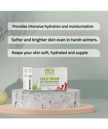 Cold Cream 100g - Moisturizing Rose & Aloe Vera Cream | Vegan Cruelty-Free | Protects from Dryness & Maintains Natural Moisture - Irey Ayurveda - Buy Online on GoSupps.com