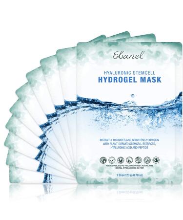 Ebanel 10-Pack Hydrogel Collagen Mask for Face, Instant Brightening Hydrating Face Mask Sheet Mask for Firming, Lifting Anti Aging Anti Wrinkle with Hyaluronic Acid, Peptide, Aloe Vera, Vitamin C & E 10 Count (Pack of 1)