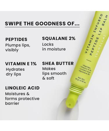 Vitamin Infused Peptide Lip Balm - Vanilla Hydration for Dry & Chapped Lips | Vegan SLS & Paraben Free 10 gm - Buy Online on GoSupps.com