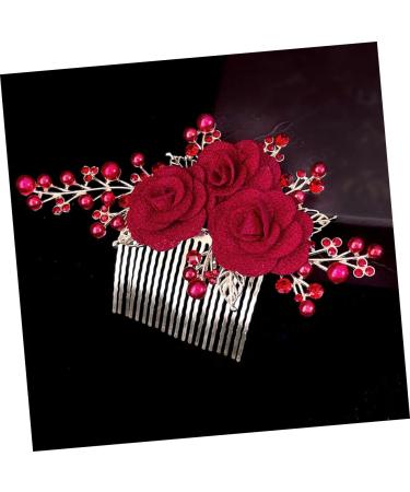 Mikinona Rose Hair Comb Bridal Hair Side Comb Wedding Hair Side Comb Bride Hair Side Comb Wedding Hair Comb Bridesmaid Hair Comb Hair Jewelry Comb Hair Decoration Hair Fork Red Zinc Alloy - Buy Online on GoSupps.com