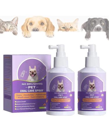 PICKX Teeth Cleaning Spray for Dogs &Cats Dental Plaque Gel Pet Spray Pet Oral Spray Clean Teeth Pet Breath Freshener Spray Care Cleaner Eliminate Bad Breath Targets Tartar Plaque (2PC)