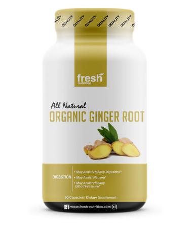 Organic Ginger Root Capsules - Strongest DNA Verified Ginger Root - Non GMO, Soy Free, Gluten Free, Vegan Friendly