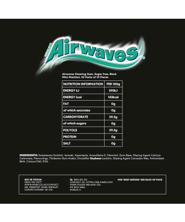 (30 Pack of) Airwaves Black Mint 10pce - 10pc Helps keep Teeth Clean And Mouth Fresh - Buy Online on GoSupps.com