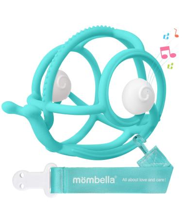 Mombella Snail Baby Teething Rattle for 3 Months and Up Teal
