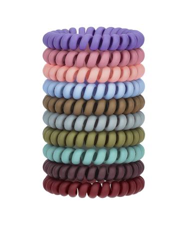 Jesslab Spiral Hair tie 10 pc traceless telephone cable hair tie plastic coil hair tube ponytail holder no-damage hair accessories for girls women color sorted (#33)