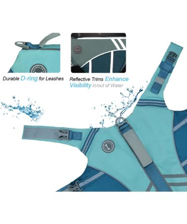 Vivaglory Dog Life Jacket - Durable & Adjustable Sports Style for Small Dogs (S: 48-58 cm) - Excellent Buoyancy & Safe Fastening - Cyan - Buy Online on GoSupps.com