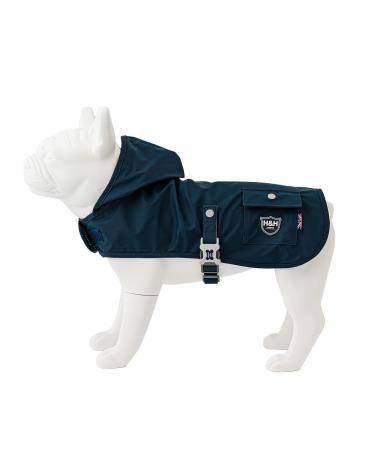 HUGO & HUDSON Dog Raincoat with Hood - Adjustable Waterproof Rain Coat Jacket with Harness Hole - Double Layered with Blue and White Lining - Navy XS XS Navy