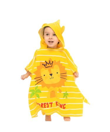 Supgomax hood bathing poncho child poncho towel baby hoods beach towels cartoon absorbent children beach towel child bath towel with hood for beach swimming shower (lion)