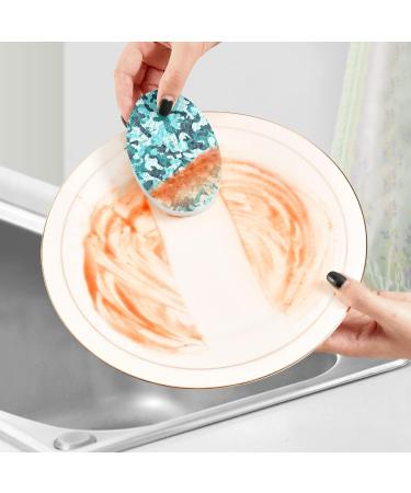 3-Pack Cleaning Kitchen Sponges Oval Dinosaur Camouflage Kitchen Cellulose Dishwashing Wood Pulp Cotton - Buy Online on GoSupps.com