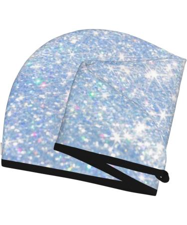 Buy White Blue Glitter Microfiber Hair Towel | Soft Super Absorbent Quick Dry Wrap for Long & Curly Hair | Coral Velvet Hair Cap for Women - Buy Online on GoSupps.com