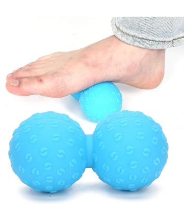 Double Massage Balls for Myofascial Relaxation | Peanut-Shaped Lacrosse Roller for Back Neck Foot & Shoulder - Blue - Buy Online on GoSupps.com