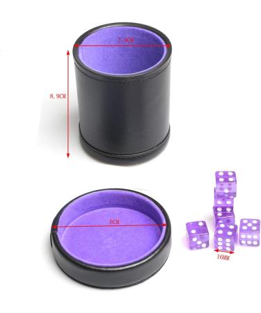 Purple PU Leather Dice Cup Set with Translucent Dice - Perfect for Liars Dice, Farkle, Yahtzee - Buy Online on GoSupps.com