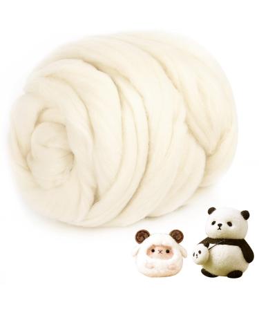 Natural White Wool Roving- 8.8 oz Fibre Wool Yarn Roving Needle Felting Wool Hand Spinning for Beginners Adult Wool Felting Yarn Supplies DIY Craft Materials UN-Dyed