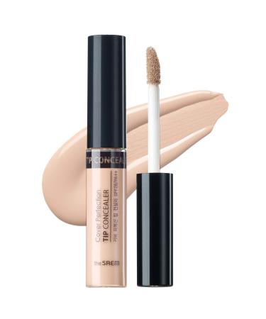 the SAEM Cover Perfection Tip Concealer SPF28 PA++ 6.5g - High Adherence Concealer without Clumping and Cracking, Covers Blemishes, Freckles and Dark Circles #1.5 Natural Beige