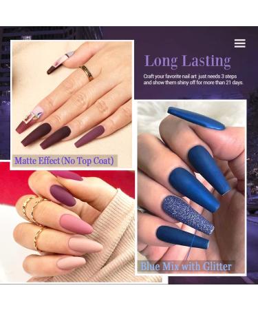 AZUREBEAUTY Dip Powder Nail Kit: 19Pcs Starter Set with 12 Colors for French Nail Art Manicure - Pink Blue Nude Winter Dipping Powder System with Essential Liquid Set and 2-in-1 Base/Top Coat Activator - Urban Night Collection - Buy Online on GoSupps.com