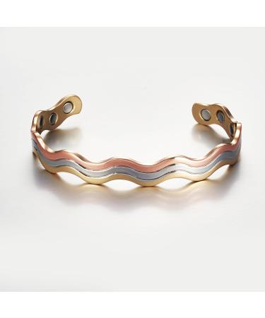 YINOX Ladies Bracelet | Copper Braided Magnetic | Three-Coloured Adjustable Fashion Jewellery | 16 cm - 8 mm - Buy Online on GoSupps.com