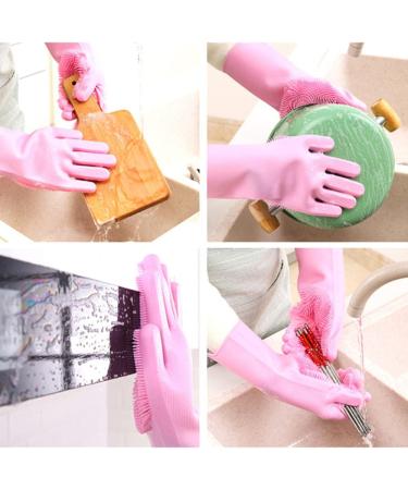 1 Pair Silicone Cleaning Gloves Multifunction Magic Silicone Dish Washing Gloves for Kitchen Household Silicone Washing - Buy Online on GoSupps.com
