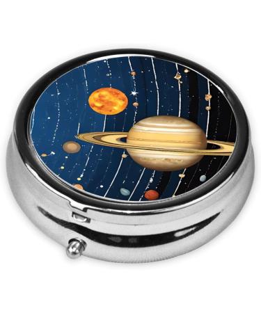 Outer Space Solar System Round Pill Box - 3 Compartment Mini Portable Travel Medicine Organizer for Vitamins & Tablets - Buy Online on GoSupps.com