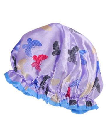 Double Layer Shower Caps  shower cap for women  hair cap for shower reusable shower cap shower hair cap waterproof shower cap (Purple)