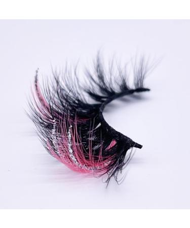 Miss Kiss Fluffy Pink & Silver Glitter Faux Mink Lashes 18mm Sparkly Highlight Fairy Eyelash Pair - Buy Online on GoSupps.com