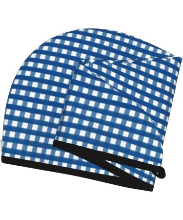 Blue Gingham Microfiber Hair Towel | Super Absorbent Quick Dry Wrap for Long Curly & Thick Hair - Soft Coral Velvet - Buy Online on GoSupps.com