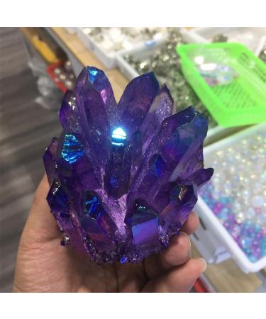 Natural Purple Electroplating Transparent Crystal Cluster Stone Ore Demagnetization Stone Mesh Suitable for Home Raw Stones and Minerals FUZEGRDLI 350-400g