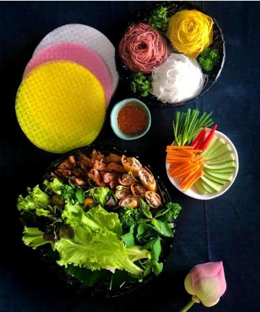 Lyan Mekong River Banh Trang Vietnamese Three Colours Rice Paper Round 16cm - 300g | Gluten-Free, Vegan, 100% Natural | Pack of 1 - Buy Online on GoSupps.com