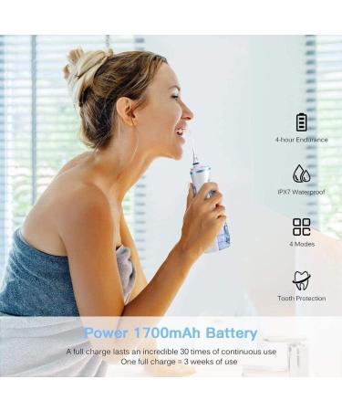 KouRy Portable Water Flosser - Multifunctional USB Charging Dental Oral Irrigator 240ml IPX7 Waterproof 3 Cleaning Modes for Home & Travel - White - Buy Online on GoSupps.com