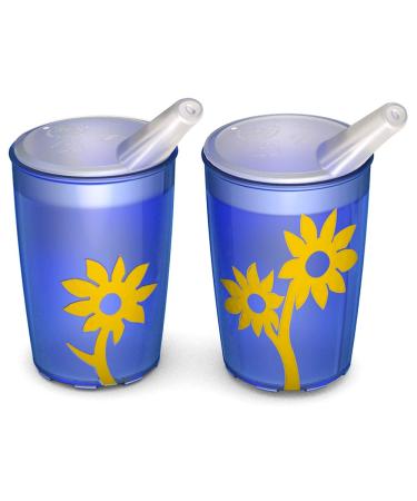 Ornamin mug with anti-slip flower 220 ml blue/yellow and beak attachment 2 Set (model 820 + 806)/beak cup drinking cup children's cup blue/yellow transparent