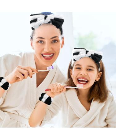 Face Wash Headband and Wristbands Set - Teen Girls Spa Headband for Makeup Remover and Skincare - Soft Fuzzy Cow Pattern Design - Buy Online on GoSupps.com