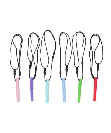 Vgeby 6 piece of chewing necklace cylinder-chew necklace bite ring soothing food-safe silicone sensory chewing chain trailer for children