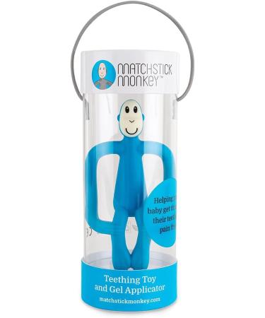 Matchstick Monkey Blue Teether & Gel Applicator - BPA Free Silicone | Easy Grip | 3 Months+ | Original Monkey Design - Buy Online on GoSupps.com