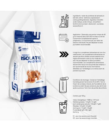  INSPORT Nutrition PERFECT ISOLATE PROTEIN - Professional Sports Supplement - Protein Isolate - BCAA - EAA - Pure WPI - 23 Servings - 700g Powder - Taste: (Salted Caramel) - Buy Online on GoSupps.com