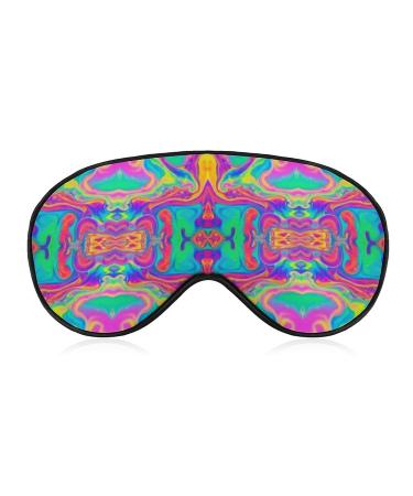 Vintage Neon Rainbow Tie Dye Sleep Mask for Women Adjustable Sleeping Eye Shades Cover with Elastic Strap