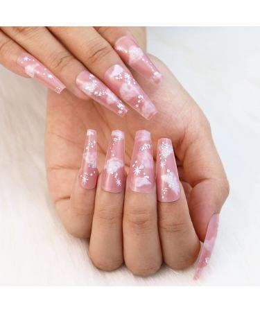 BABALAL Coffin Press on Nails - 24pcs Medium Fake Nails with Glue, Brown Rhombus Designs for Full Cover Ballerina Acrylic False Nails - Buy Online on GoSupps.com