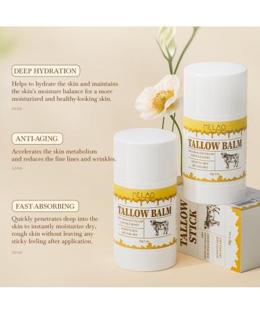 HOPHAT Beef Tallow Balm Stick Beef Tallow for Skin Grass Fed Tallow & Honey Balm Stick Moisturizing Skin Care Cream for Dry Skin - Buy Online on GoSupps.com