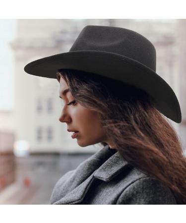 GEMVIE Roll Up Brim Cowboy Hat - Western Fedora for Men Women (Black, Size 7-7 1/8) - Buy Online on GoSupps.com
