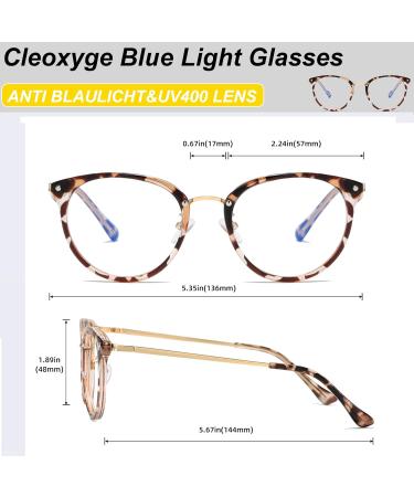 Cleoxyge Blue Light Filter Glasses for Men & Women - Stylish Metal Frame UV400 Protection Includes Case & Cleaning Cloth - C01 Leopard - Buy Online on GoSupps.com